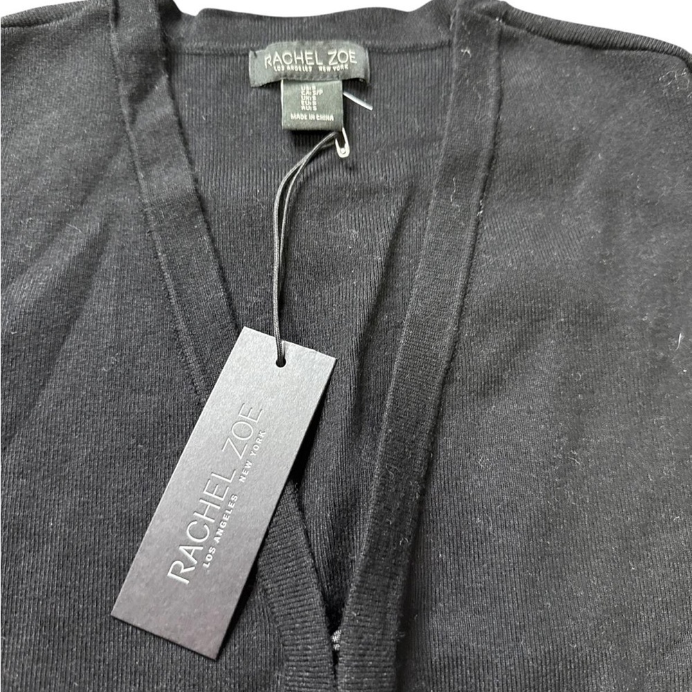 Rachel Zoe Black Open Front Cardigan Sweater with Pockets – Size M (NWT) - Picture 2 of 6